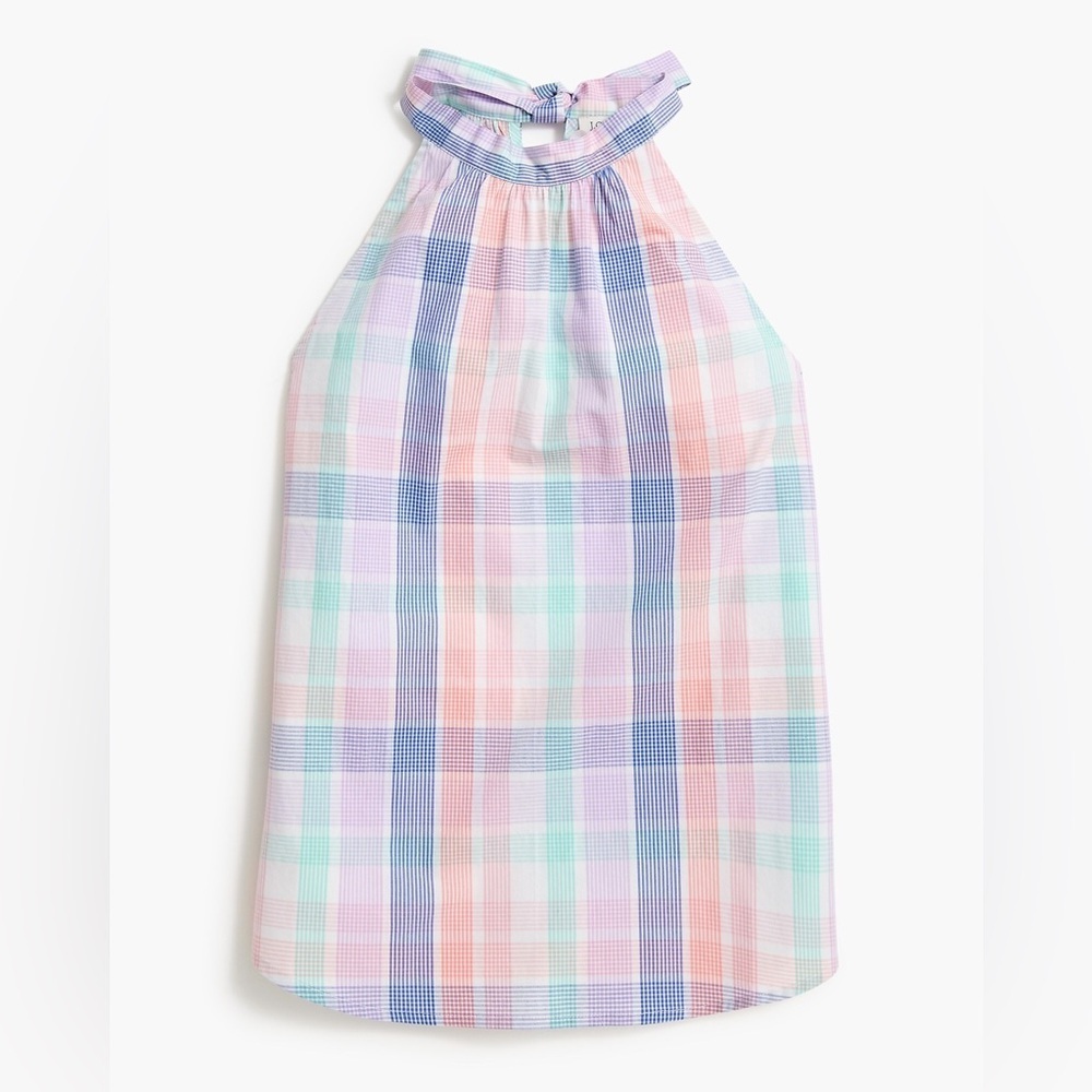 J. Crew plaid bow back halter top sz xs